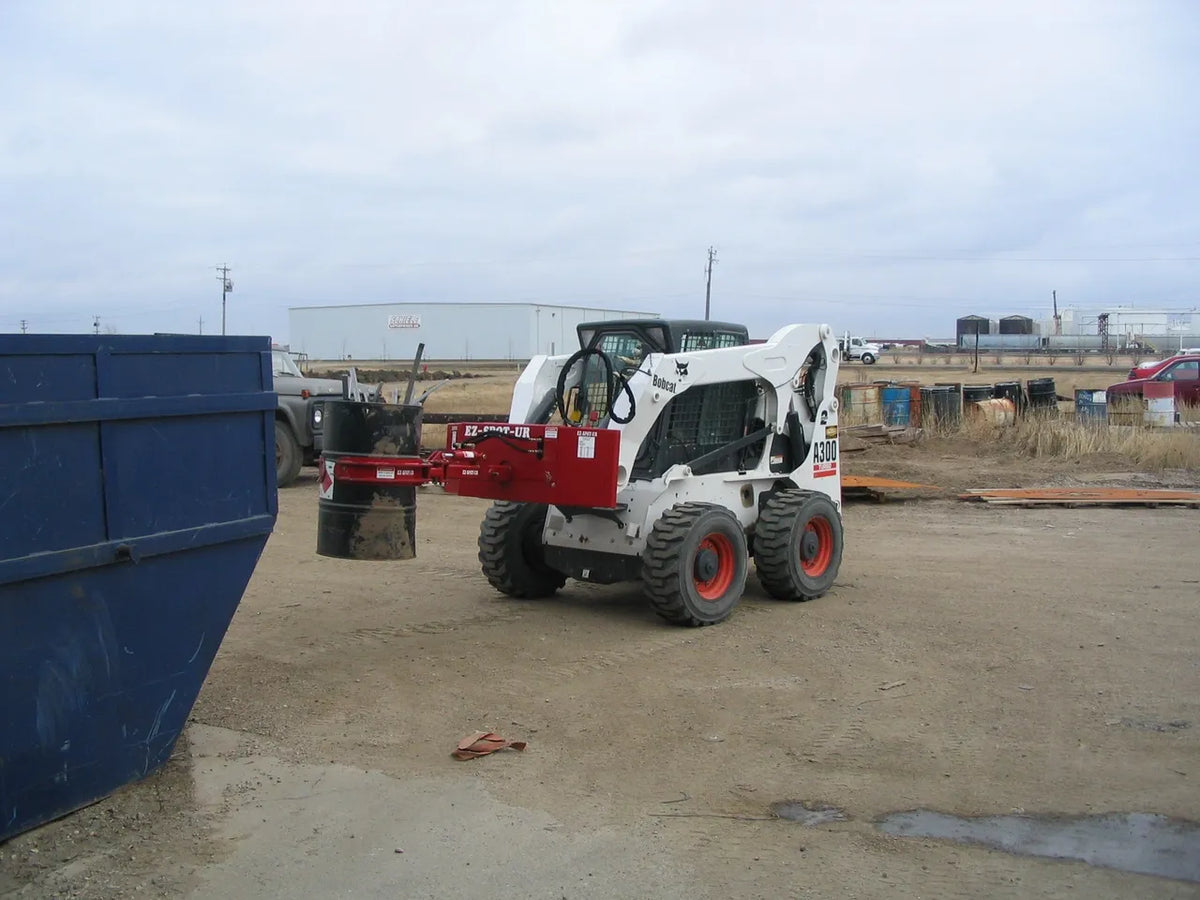 EZ Spot UR Attachment Barrel Handler | Model EZ-0002 | Jaw Opening 21"–39.5" | 20–30 GPM | 3–5 Ton | For Skid Steer, Compact Track Loaders, Wheel Loaders, Excavators, Mini Excavators, Telehandlers & Backhoes