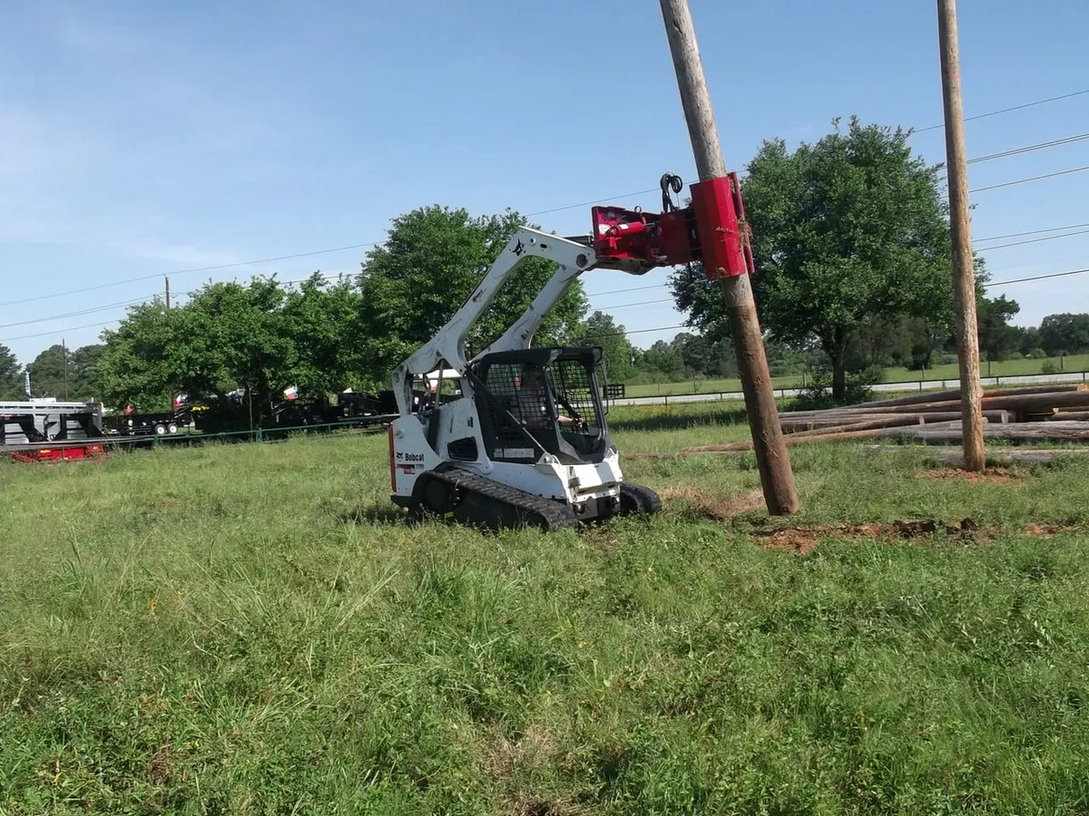 Ez Spot Ur Attachment Heavy Duty Pole Setter | Model EZ-HD08 | Jaw Opening 21" | 20–30 GPM | 3–5 Tons | For Skid Steer, Compact Track Loaders, Wheel Loaders, Excavators, Mini Excavators, Telehandlers & Backhoes