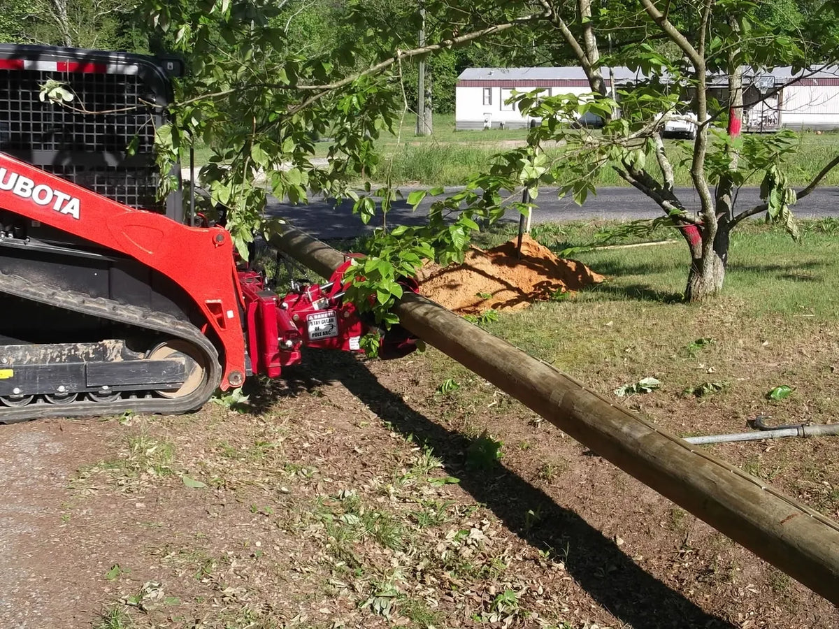 Ez Spot Ur Attachment Heavy Duty Pole Setter | Model EZ-HD08 | Jaw Opening 21" | 20–30 GPM | 3–5 Tons | For Skid Steer, Compact Track Loaders, Wheel Loaders, Excavators, Mini Excavators, Telehandlers & Backhoes