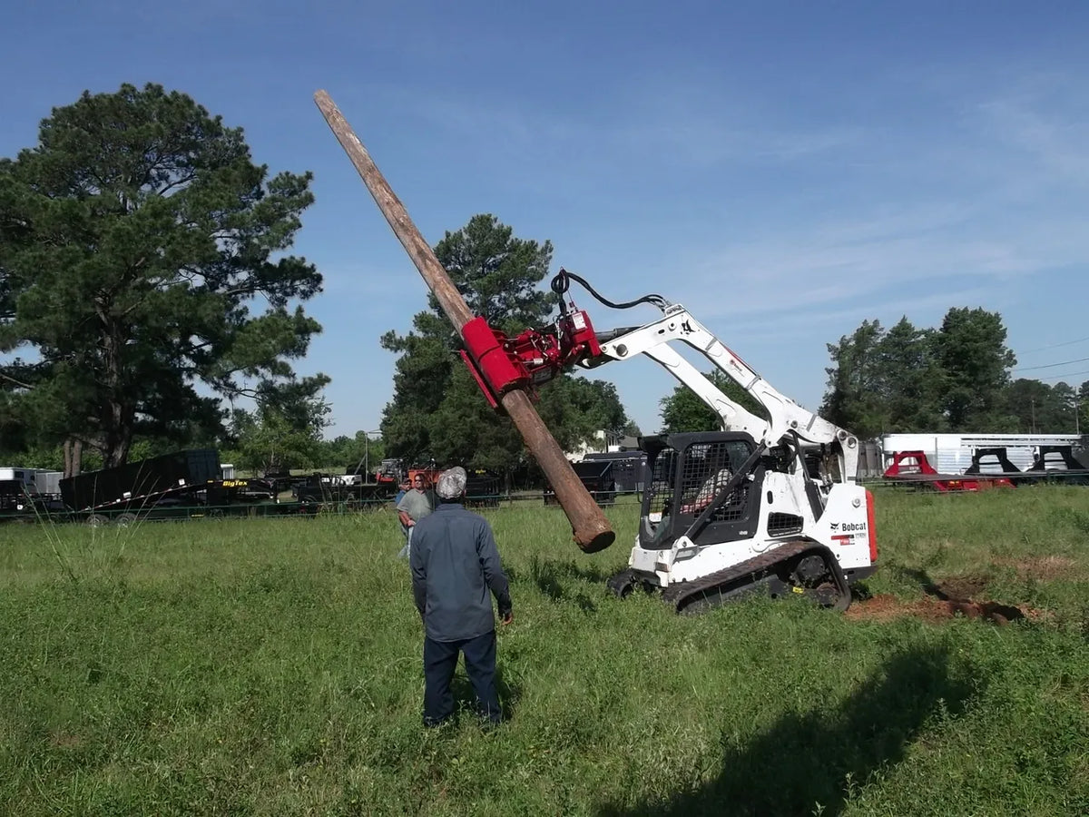 Ez Spot Ur Attachment Heavy Duty Pole Setter | Model EZ-HD08 | Jaw Opening 21" | 20–30 GPM | 3–5 Tons | For Skid Steer, Compact Track Loaders, Wheel Loaders, Excavators, Mini Excavators, Telehandlers & Backhoes
