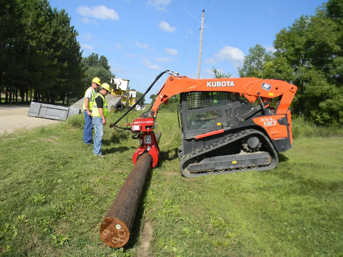 Ez Spot Ur Attachment Heavy Duty Pole Setter | Model EZ-HD08 | Jaw Opening 21" | 20–30 GPM | 3–5 Tons | For Skid Steer, Compact Track Loaders, Wheel Loaders, Excavators, Mini Excavators, Telehandlers & Backhoes