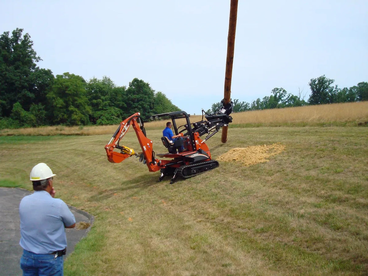 Ez Spot Ur Attachment Heavy Duty Pole Setter | Model EZ-HD08 | Jaw Opening 21" | 20–30 GPM | 3–5 Tons | For Skid Steer, Compact Track Loaders, Wheel Loaders, Excavators, Mini Excavators, Telehandlers & Backhoes