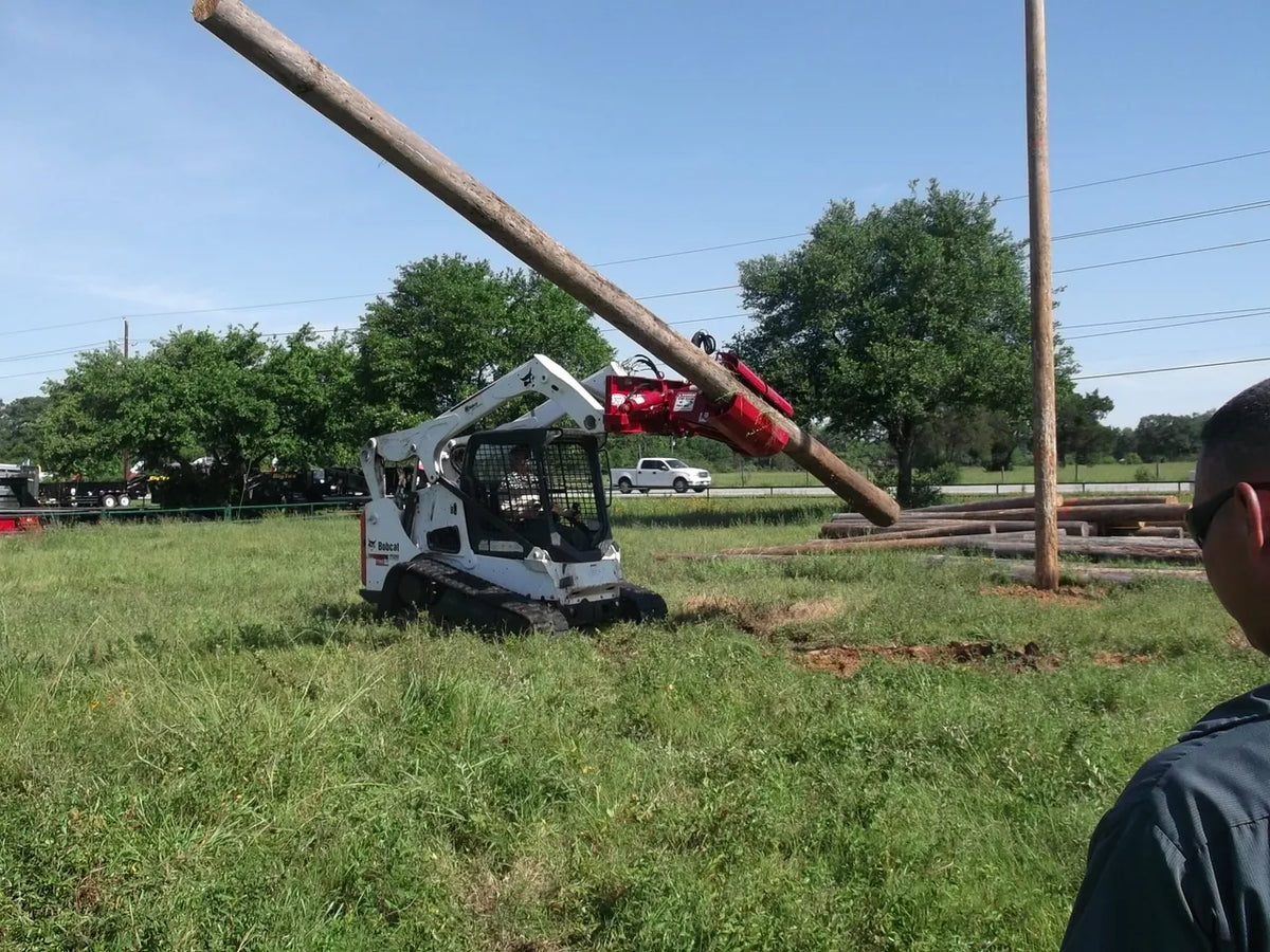 Ez Spot Ur Attachment Heavy Duty Pole Setter | Model EZ-HD08 | Jaw Opening 21" | 20–30 GPM | 3–5 Tons | For Skid Steer, Compact Track Loaders, Wheel Loaders, Excavators, Mini Excavators, Telehandlers & Backhoes