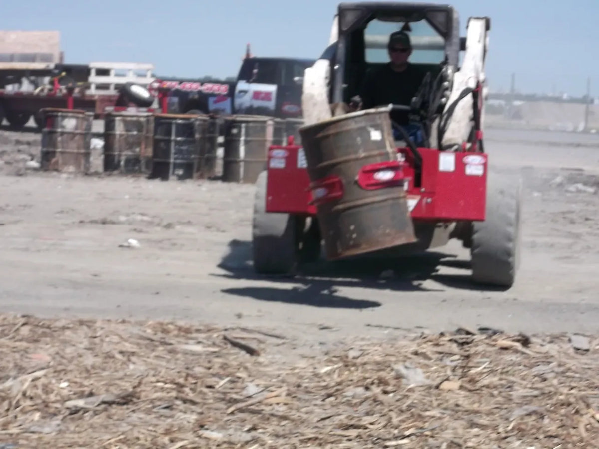 EZ Spot UR Attachment Barrel Handler | Model EZ-0002 | Jaw Opening 21"–39.5" | 20–30 GPM | 3–5 Ton | For Skid Steer, Compact Track Loaders, Wheel Loaders, Excavators, Mini Excavators, Telehandlers & Backhoes