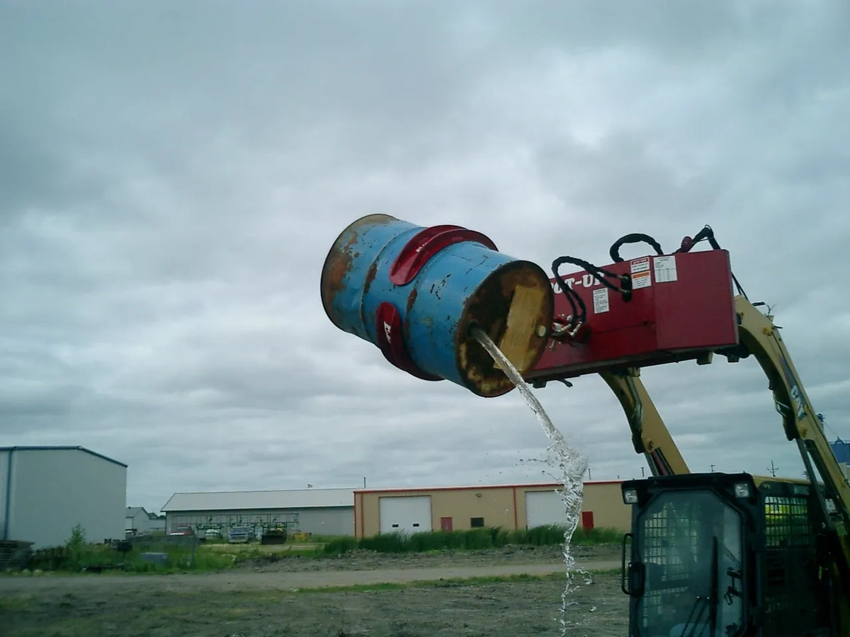 EZ Spot UR Attachment Barrel Handler | Model EZ-0002 | Jaw Opening 21"–39.5" | 20–30 GPM | 3–5 Ton | For Skid Steer, Compact Track Loaders, Wheel Loaders, Excavators, Mini Excavators, Telehandlers & Backhoes