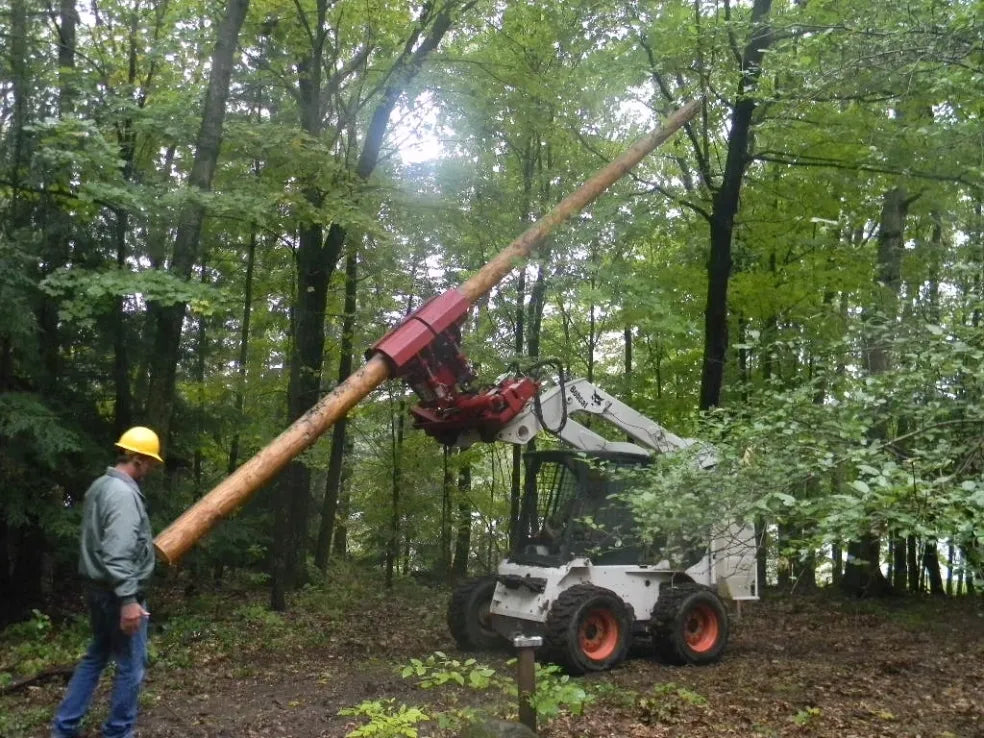 Ez Spot Ur Attachment Heavy Duty Pole Setter | Model EZ-HD08 | Jaw Opening 21" | 20–30 GPM | 3–5 Tons | For Skid Steer, Compact Track Loaders, Wheel Loaders, Excavators, Mini Excavators, Telehandlers & Backhoes