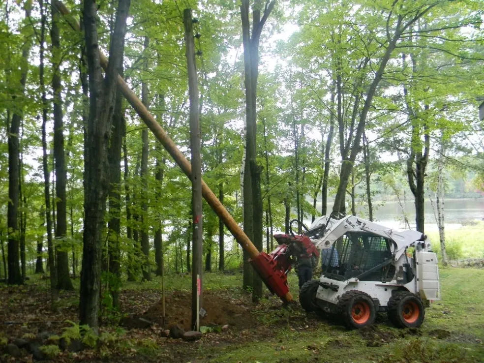 Ez Spot Ur Attachment Heavy Duty Pole Setter | Model EZ-HD08 | Jaw Opening 21" | 20–30 GPM | 3–5 Tons | For Skid Steer, Compact Track Loaders, Wheel Loaders, Excavators, Mini Excavators, Telehandlers & Backhoes