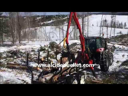 Woody Equipment 10′ Forestry Trailer Model 10-78 HV with Gooseneck Log Loader Model 130-HD / HDT | Pull Type |For Tractors