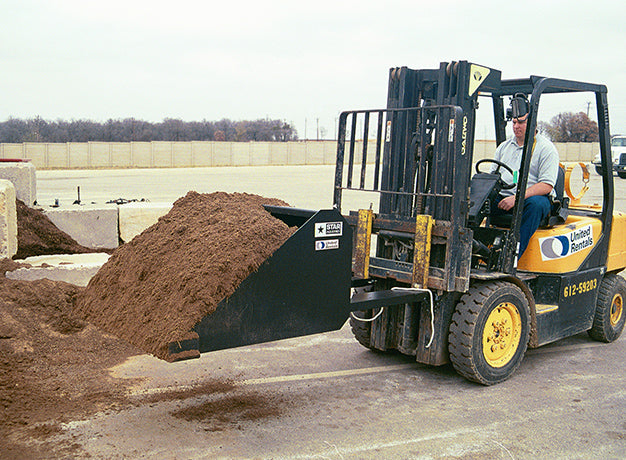 Star Industries Self-Dump Forklift Buckets | Models 1440SD To 1484SDH | Width 45" To 84" | 8 To 30+ GPM | For Forklift