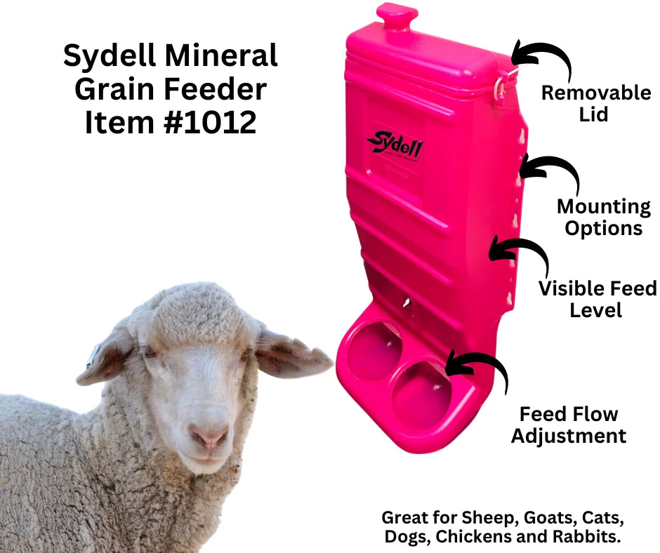 Sydell Pink Poly Mineral & Grain Feeder | #1012 | Capacity 25 lb | For Sheep, Goats & Small Livestock