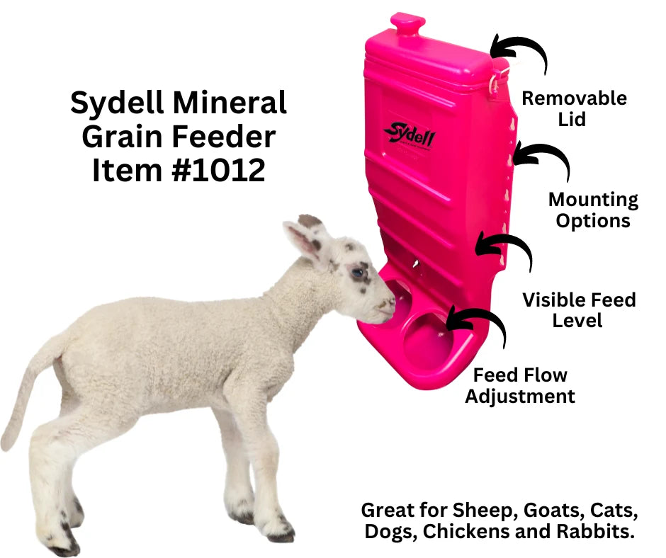 Sydell Pink Poly Mineral & Grain Feeder | #1012 | Capacity 25 lb | For Sheep, Goats & Small Livestock