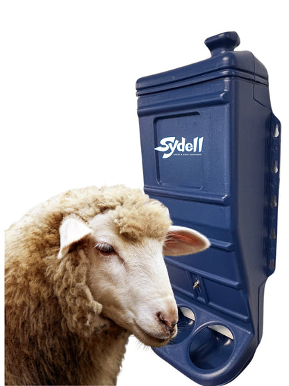 Sydell Blue Poly Mineral & Grain Feeder | #1013C / #1013 | 25 lb Capacity | For Sheep & Goat