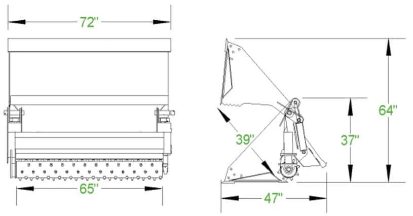 McLaren Industries Power Rake Bucket | Model 60X833X66 To 60X833X84 | Width 66" To 84" | 15 To 25 GPM | For Skid Steer
