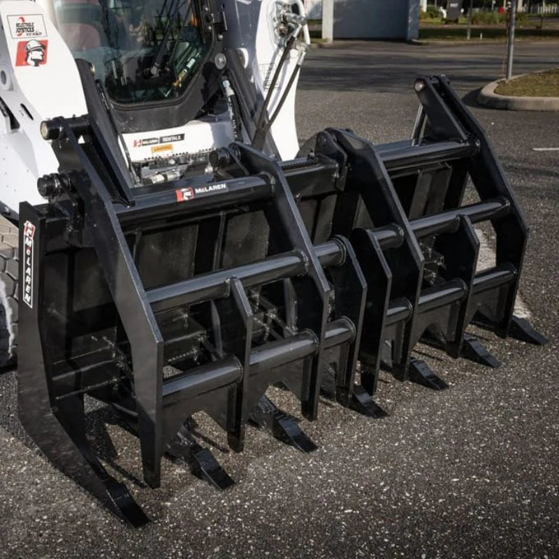 McLaren Industries Extreme Duty Root Rake Grapple | Model 60X123X72 To 60X123X84 | Width 72" To 84" | 15-25 GPM | For Skid Steers