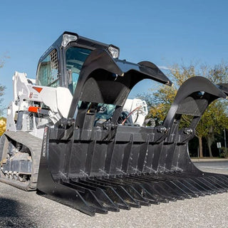 McLaren Industries Rock Rake Grapple Bucket | Width 66" To 84" | 15 To 25 GPM | For Skid Steer