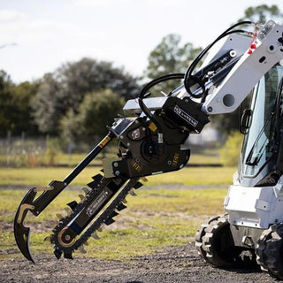 McLaren Industries Trencher | Model 36" To 48" | Length 36" To 48" | 4" To 12" Combo Chain | 12 to 27 GPM | 1.5 To 6 Tons | For Skid Steer, Mini Excavator & Track Loader