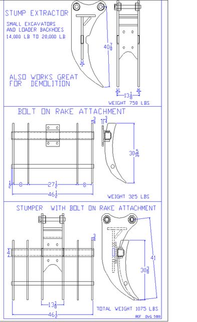 IS Attachment Tree Stumper & Rake | Machine Class 14,000 to 17,000 Lbs | Stumper Weight 650 Lbs | For Small Loader Backhoe & Excavators