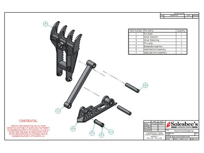 Solesbee's 25", 30", 34" & 40" Width Excavator Manual Thumb For Excavator