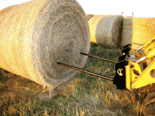 CL Fabrication EZ Bale Spears | Width 60"-102" inches | Oil Flow Range 15-25 GPM | For Skid Steer Loaders