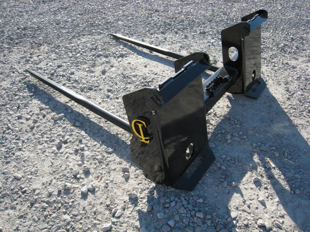 CL Fabrication EZ Bale Spears | Width 60"-102" inches | Oil Flow Range 15-25 GPM | For Skid Steer Loaders