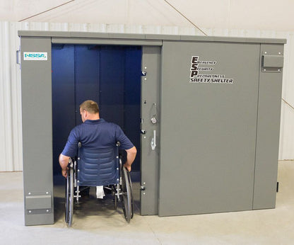 Swisher ESP Wheelchair Accessible Safety Shelter | Model SR114X84G | 117" External Length | EF5 Tornado Protection | Up to 20-Person Capacity | FEMA & NSSA Certified Safe Room