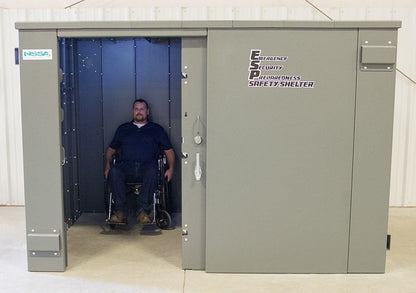 Swisher ESP Wheelchair Accessible Safety Shelter | Model SR114X84G | 117" External Length | EF5 Tornado Protection | Up to 20-Person Capacity | FEMA & NSSA Certified Safe Room