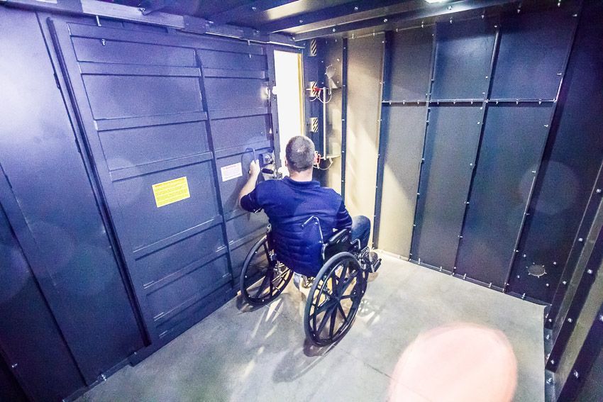 Swisher ESP Wheelchair Accessible Safety Shelter | Model SR114X84G | 117" External Length | EF5 Tornado Protection | Up to 20-Person Capacity | FEMA & NSSA Certified Safe Room