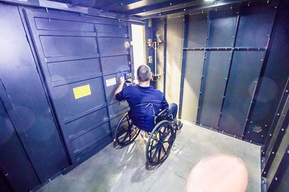 Swisher ESP Wheelchair Accessible Safety Shelter | Model SR114X84G | 117" External Length | EF5 Tornado Protection | Up to 20-Person Capacity | FEMA & NSSA Certified Safe Room