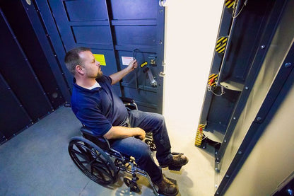 Swisher ESP Wheelchair Accessible Safety Shelter | Model SR114X84G | 117" External Length | EF5 Tornado Protection | Up to 20-Person Capacity | FEMA & NSSA Certified Safe Room