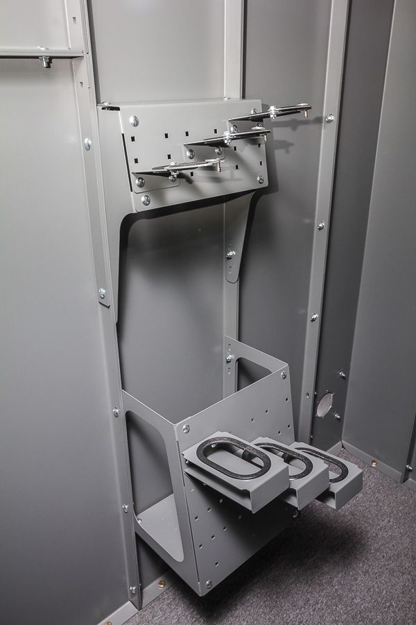 Swisher ESP Safety Shelter Accessories | Large & Small Shelves + Bench + Deluxe & Standard Gun Racks | Bolt-On Steel Construction | Customizable Placement | For All Swisher ESP Shelters