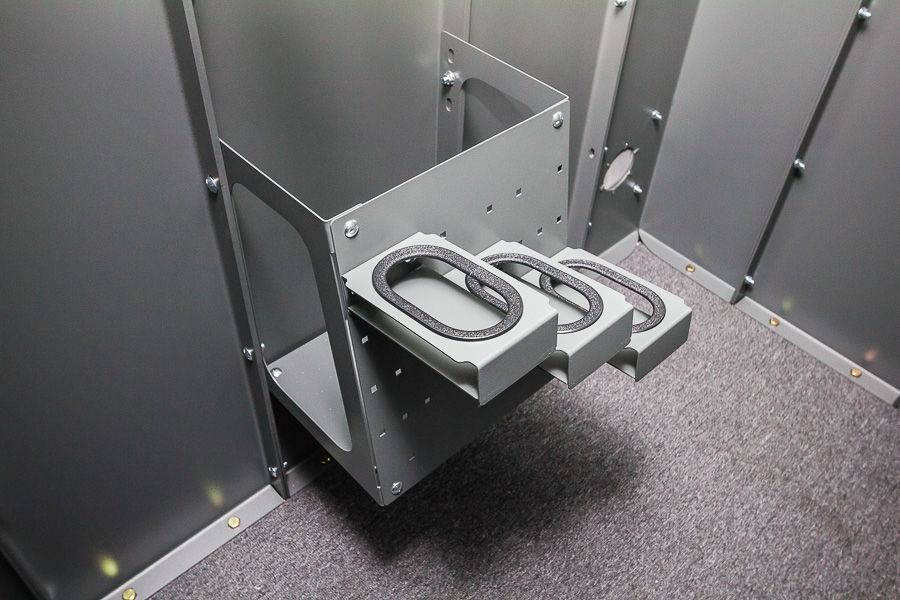 Swisher ESP Safety Shelter Accessories | Large & Small Shelves + Bench + Deluxe & Standard Gun Racks | Bolt-On Steel Construction | Customizable Placement | For All Swisher ESP Shelters