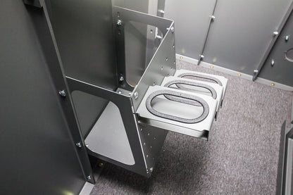 Swisher ESP Safety Shelter Accessories | Large & Small Shelves + Bench + Deluxe & Standard Gun Racks | Bolt-On Steel Construction | Customizable Placement | For All Swisher ESP Shelters