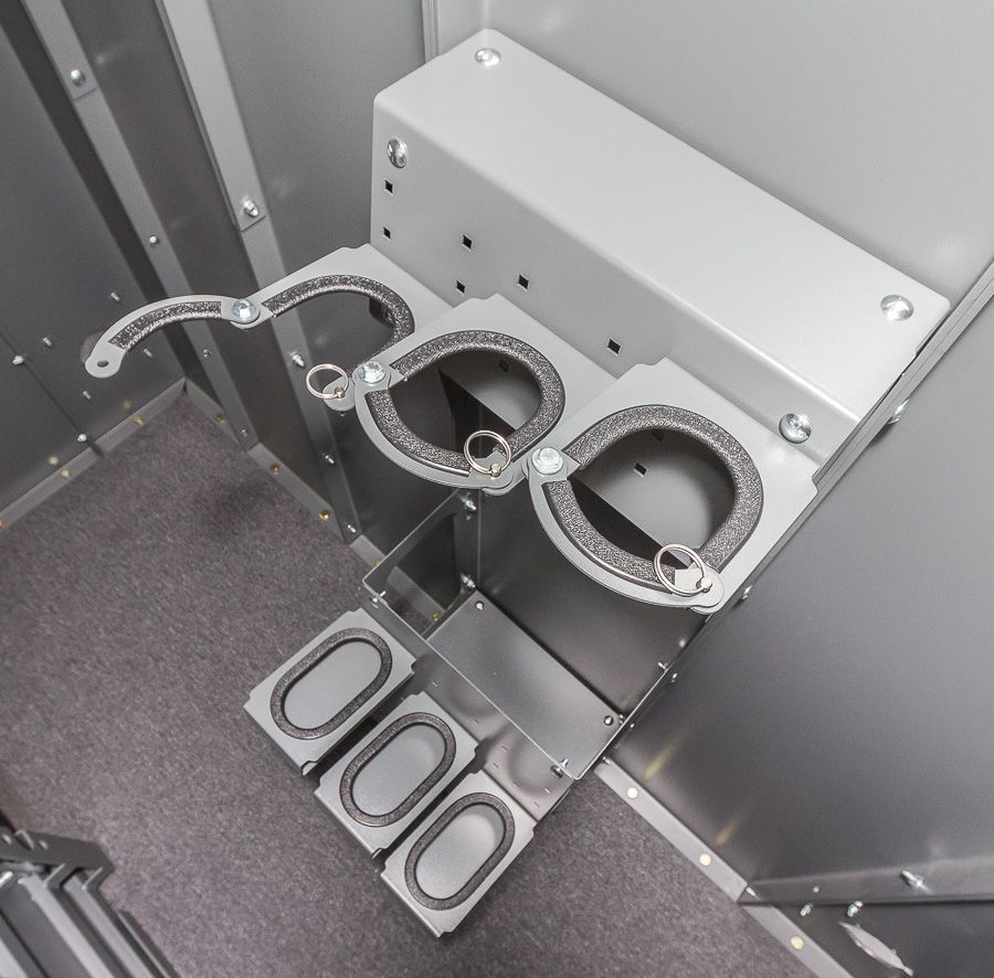 Swisher ESP Safety Shelter Accessories | Large & Small Shelves + Bench + Deluxe & Standard Gun Racks | Bolt-On Steel Construction | Customizable Placement | For All Swisher ESP Shelters