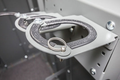 Swisher ESP Safety Shelter Accessories | Large & Small Shelves + Bench + Deluxe & Standard Gun Racks | Bolt-On Steel Construction | Customizable Placement | For All Swisher ESP Shelters