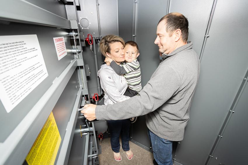 Swisher ESP Corner Safety Shelter | Model SRCS84X62G | 84" External Length | EF5 Tornado-Grade Steel Safe Room | Up to 6-Person Capacity | Indoor Installation Security Shelter