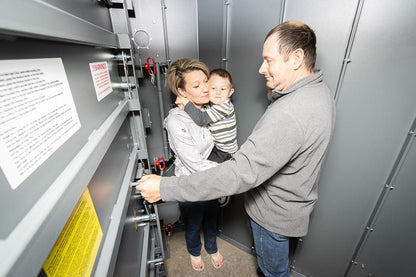 Swisher ESP Corner Safety Shelter | Model SRCS84X62G | 84" External Length | EF5 Tornado-Grade Steel Safe Room | Up to 6-Person Capacity | Indoor Installation Security Shelter