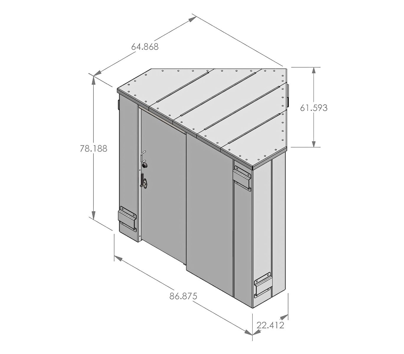 Swisher ESP Corner Safety Shelter | Model SRCS84X62G | 84" External Length | EF5 Tornado-Grade Steel Safe Room | Up to 6-Person Capacity | Indoor Installation Security Shelter