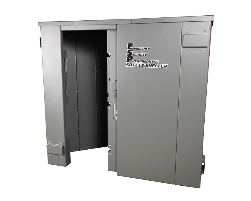 Swisher ESP Corner Safety Shelter | Model SRCS84X62G | 84" External Length | EF5 Tornado-Grade Steel Safe Room | Up to 6-Person Capacity | Indoor Installation Security Shelter