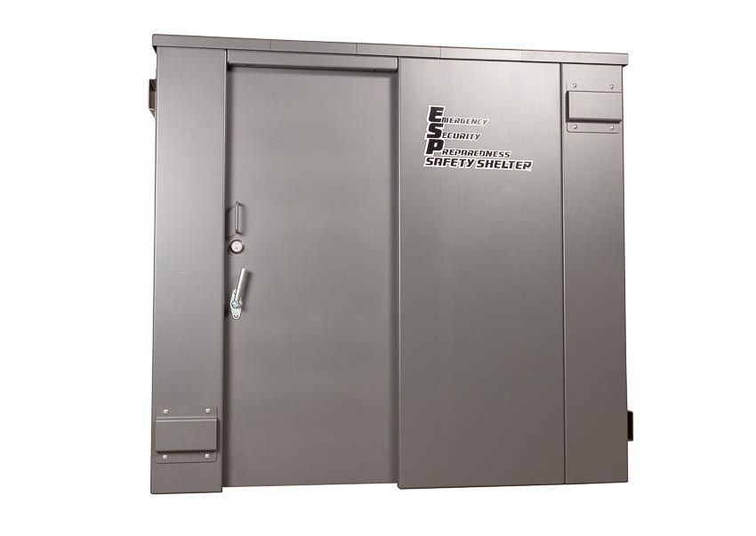 Swisher ESP Corner Safety Shelter | Model SRCS84X62G | 84" External Length | EF5 Tornado-Grade Steel Safe Room | Up to 6-Person Capacity | Indoor Installation Security Shelter