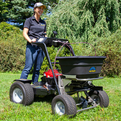 Spyker Ride-On Spreader w/ Honda Engine | Hopper Capacity 120 lb | 4.4 HP | Spread Width 12' | Hydrostatic Rear-Wheel Drive