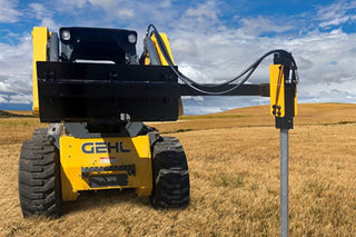 Montana T-Rex Post Drivers | Model T-REX 350E | Width 18" & 28" | Oil Flow Range 5-20 GPM | For Skid Steers & Loaders