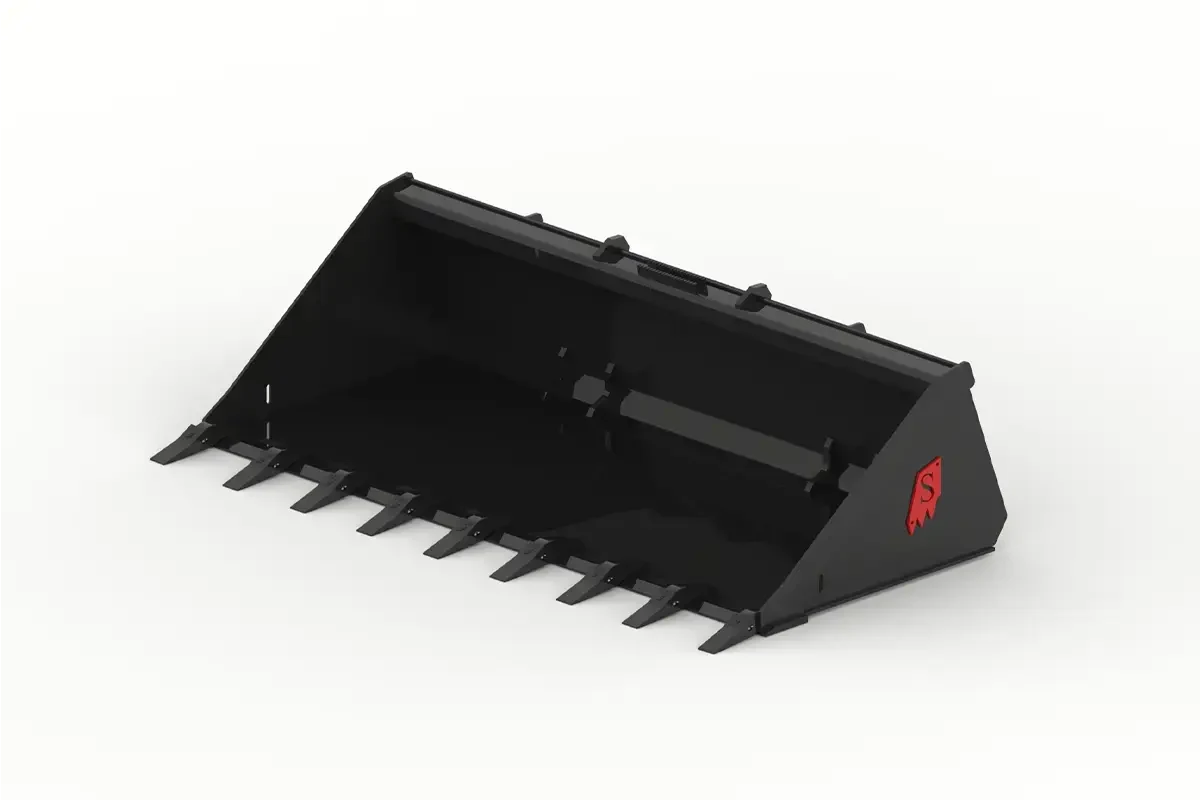Solesbee’s Tooth Bucket | Model SSLB-T Series | Widths 66" – 84" | 8–30+ GPM | For Skid Steers