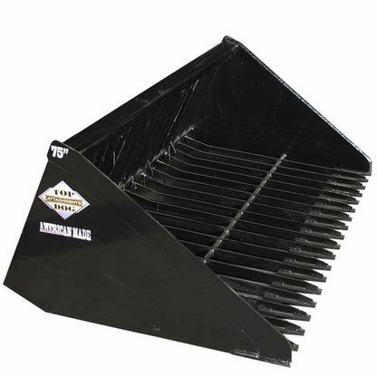 Top Dog Attachments Firewood Bucket | Width 56" to 90" | Weight 422 to 650 lbs | Oil Flow Range 15 to 25 GPM | For Skid Steer