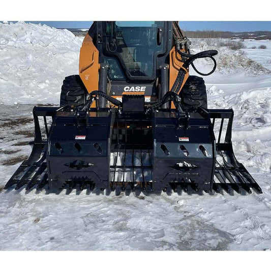 Top Dog Attachments HD Brush Bucket with Grapple | Width 62" to 82" | Weight 937 to 1065 lbs | Oil Flow Range 15 to 25 GPM | For Skid Steer