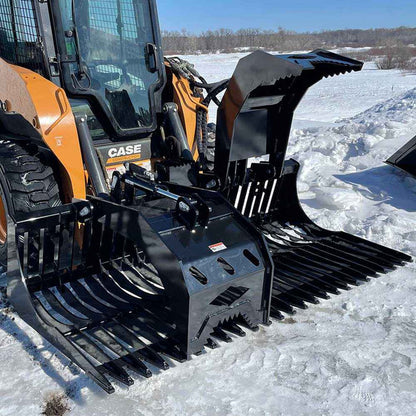 Top Dog Attachments HD Brush Bucket with Grapple | Width 68" to 82" | Weight 937 to 1065 lbs | Oil Flow Range 15 to 25 GPM | For Skid Steer