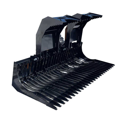 Top Dog Attachments HD Brush Bucket with Grapple | Width 68" to 82" | Weight 937 to 1065 lbs | Oil Flow Range 15 to 25 GPM | For Skid Steer