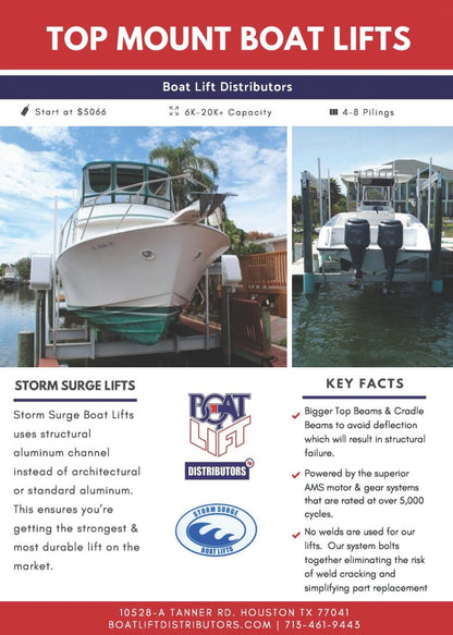 Boat Lift Distributors SS 30K-240K Aluminum 8 Post Boat Lift | Storm Surge