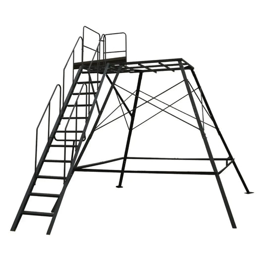 Muddy | Premium 10′ Tower Base | MUD-TWRBASE | Gradual Staircase | 11.62' x 11.62' Footprint | For Elevated Hunting Blind Access Platform