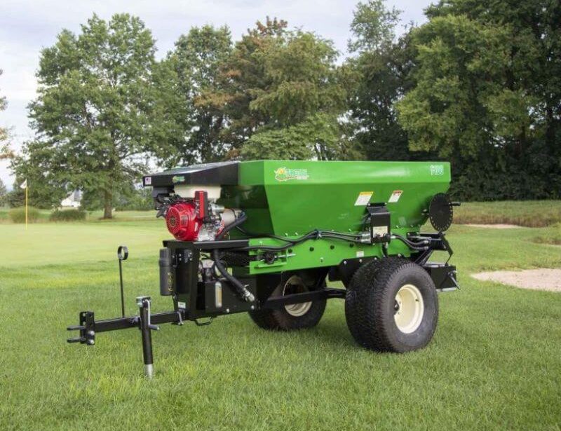 TurfTime GT-100 Towable Topdresser 75-yard hopper, 15-degree tilt spinners For Tractor