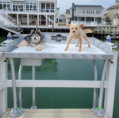 Killer Dock Fish Cleaning Station | Model Upscale 4 1/2 | Width 48" | Heavy-Duty Aluminum & Gray King Starboard | For Dock, Seawall, Deck & Patio